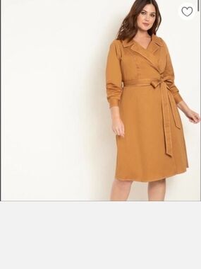 Eloquii Wrap Midi Dress in Caramel Brown